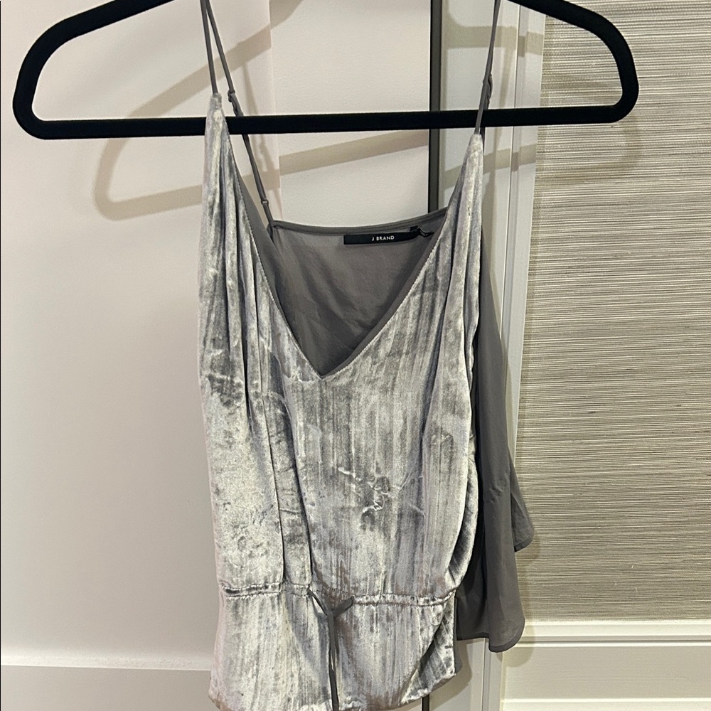 J Brand Gray Velvet Women's Top